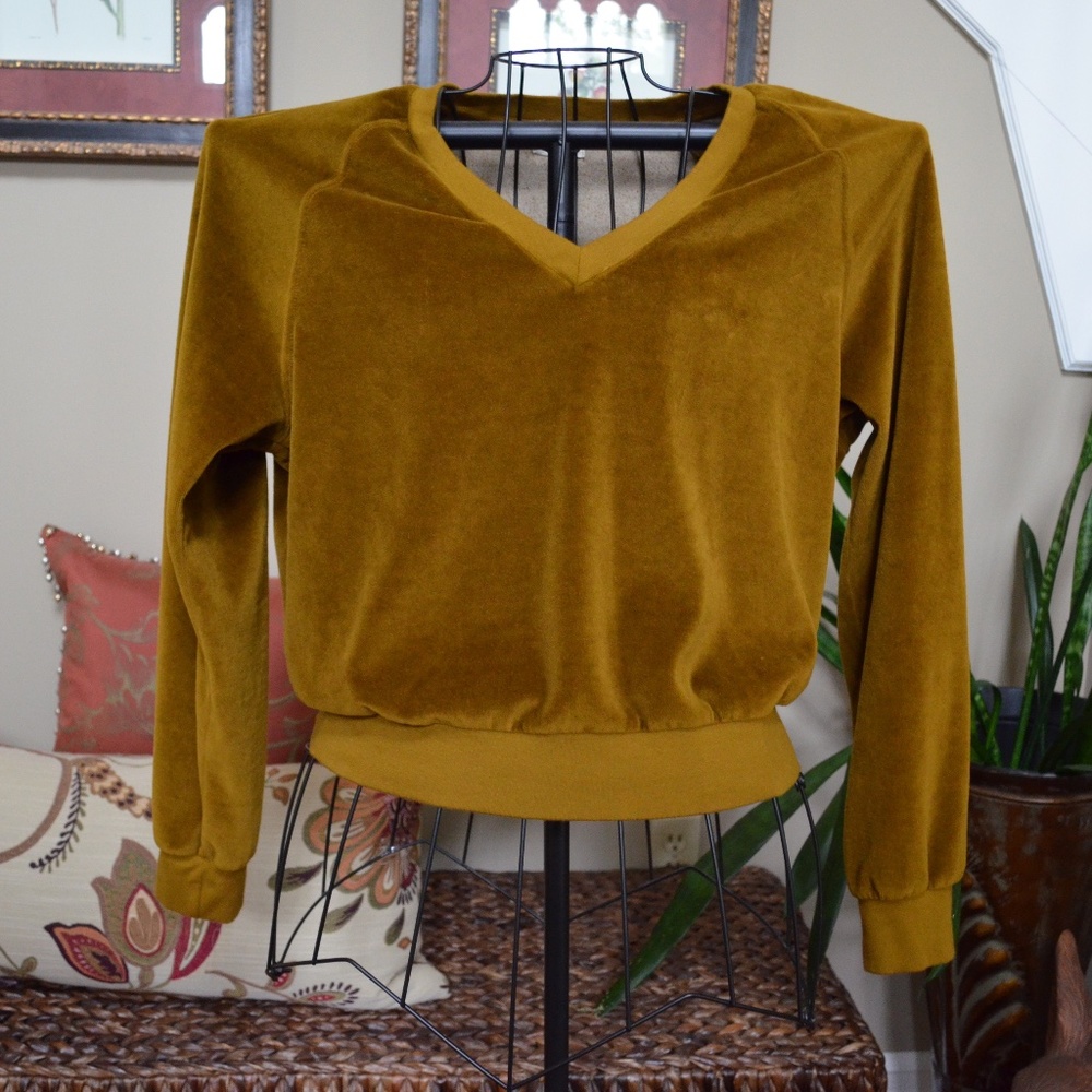 Project Social T Los Angeles Brown/Gold Velour Top M